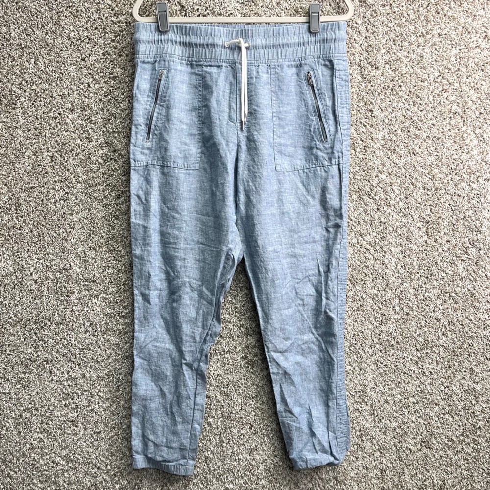 Athleta Joggers Women's 10 Blue Cabo Linen‎ Lightweight Elastic Waist